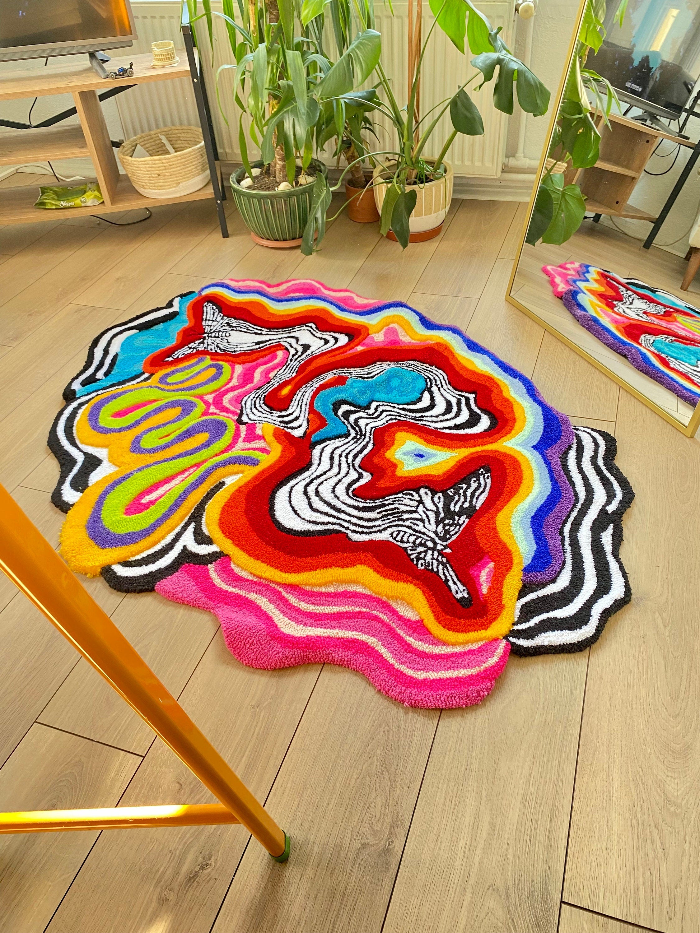 OrnnWorks Butterfly Effect 3D Fluffy Tufted Rug Handmade