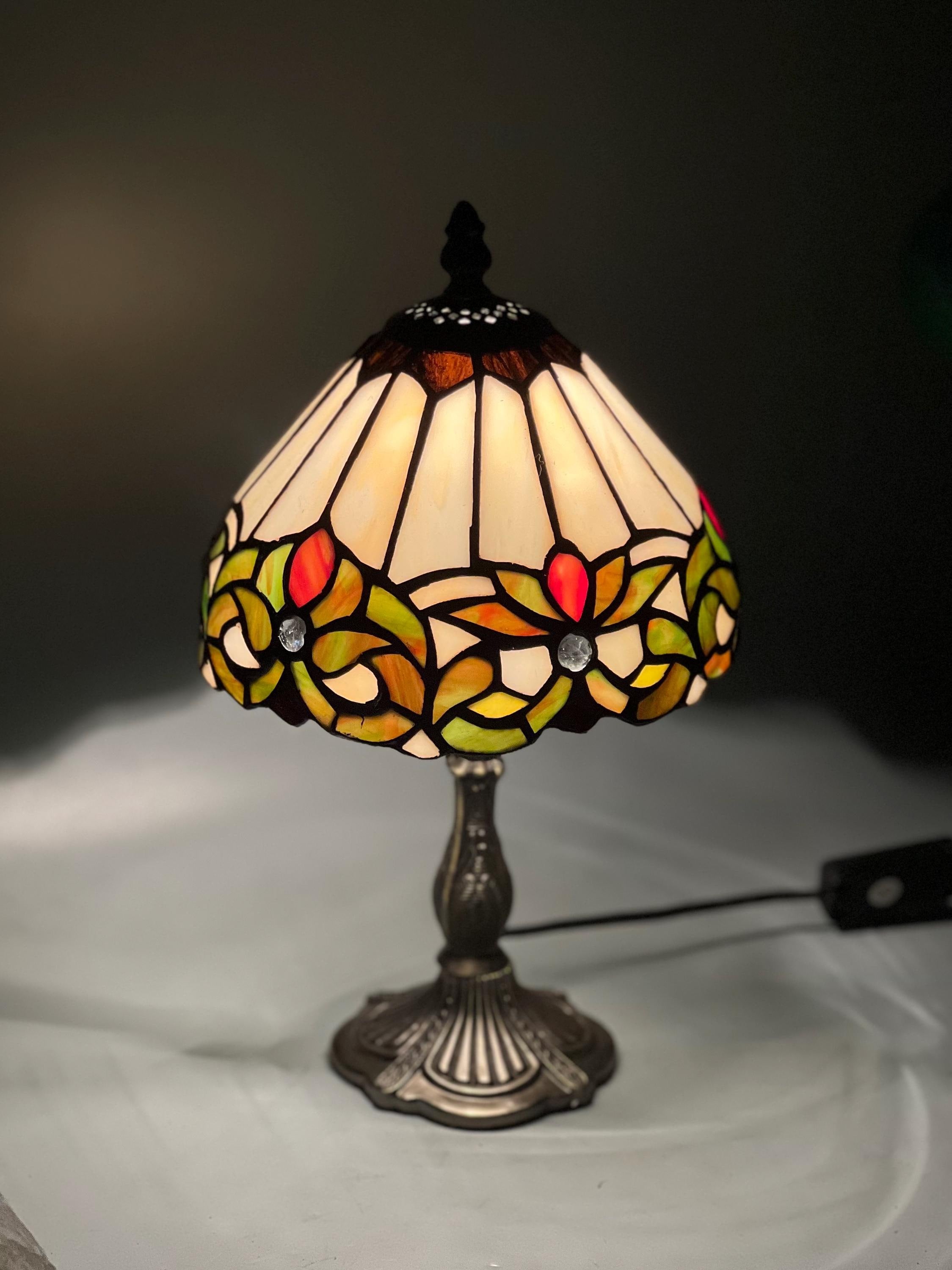 U2Antique Floral Tiffany Stained Glass Table Lamp