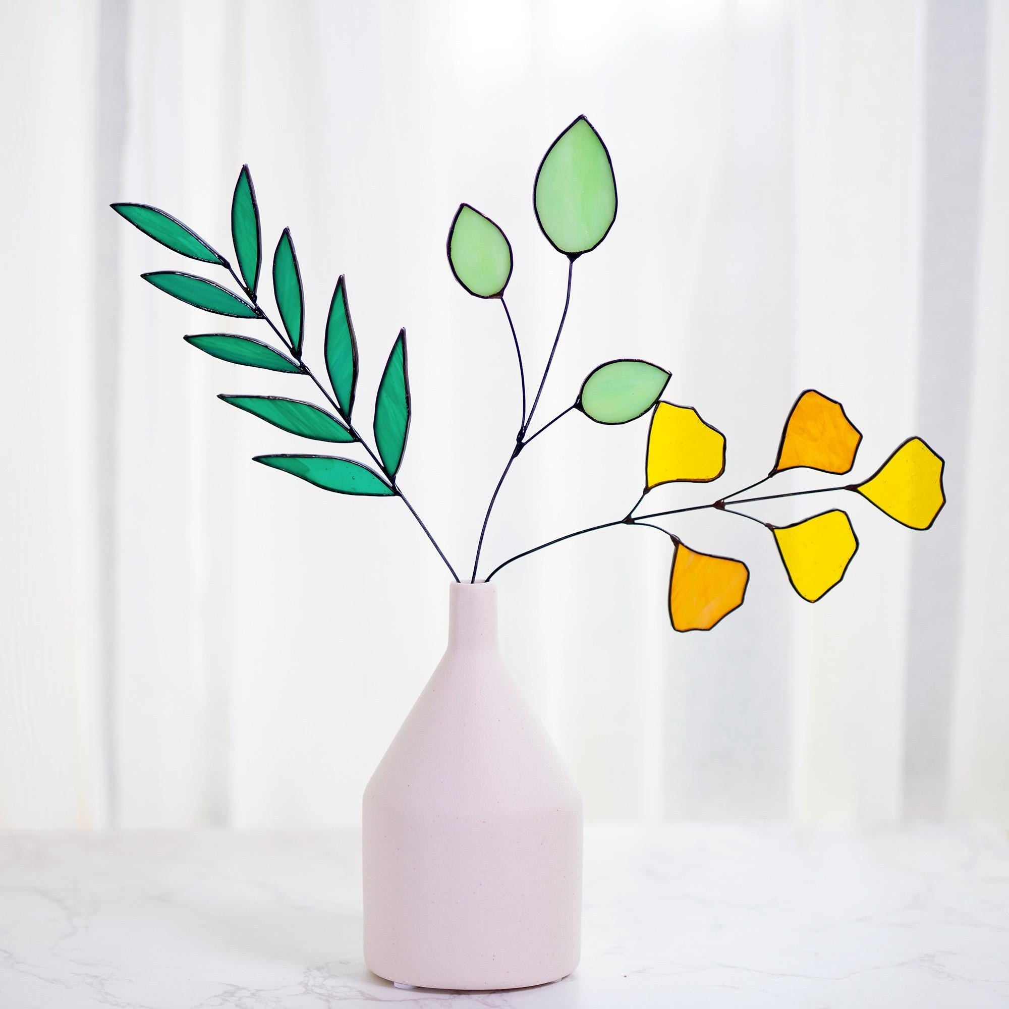 RainLine Wildflower Stained Glass Leaf Suncatcher Bouquet