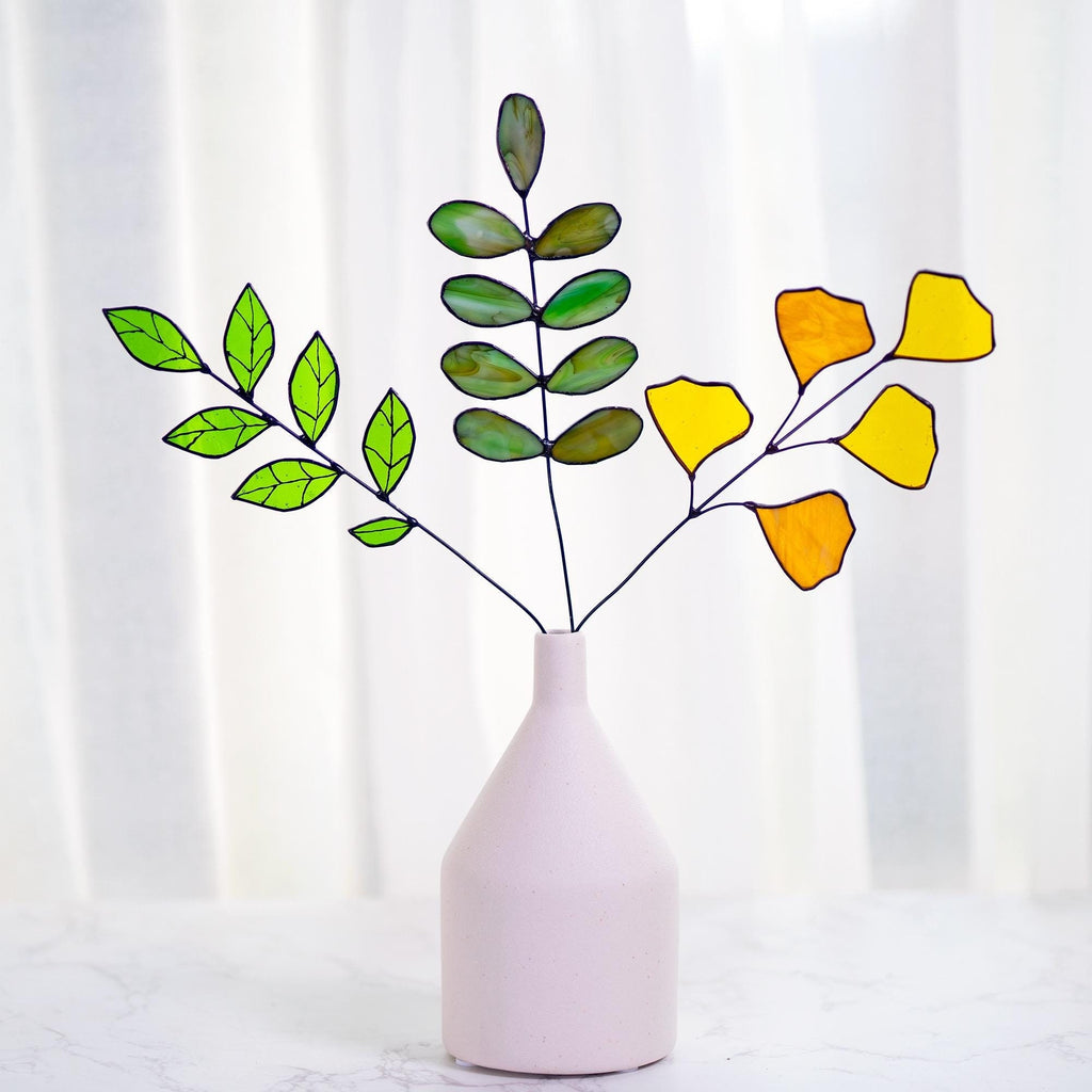 RainLine Wildflower Stained Glass Leaf Suncatcher Bouquet