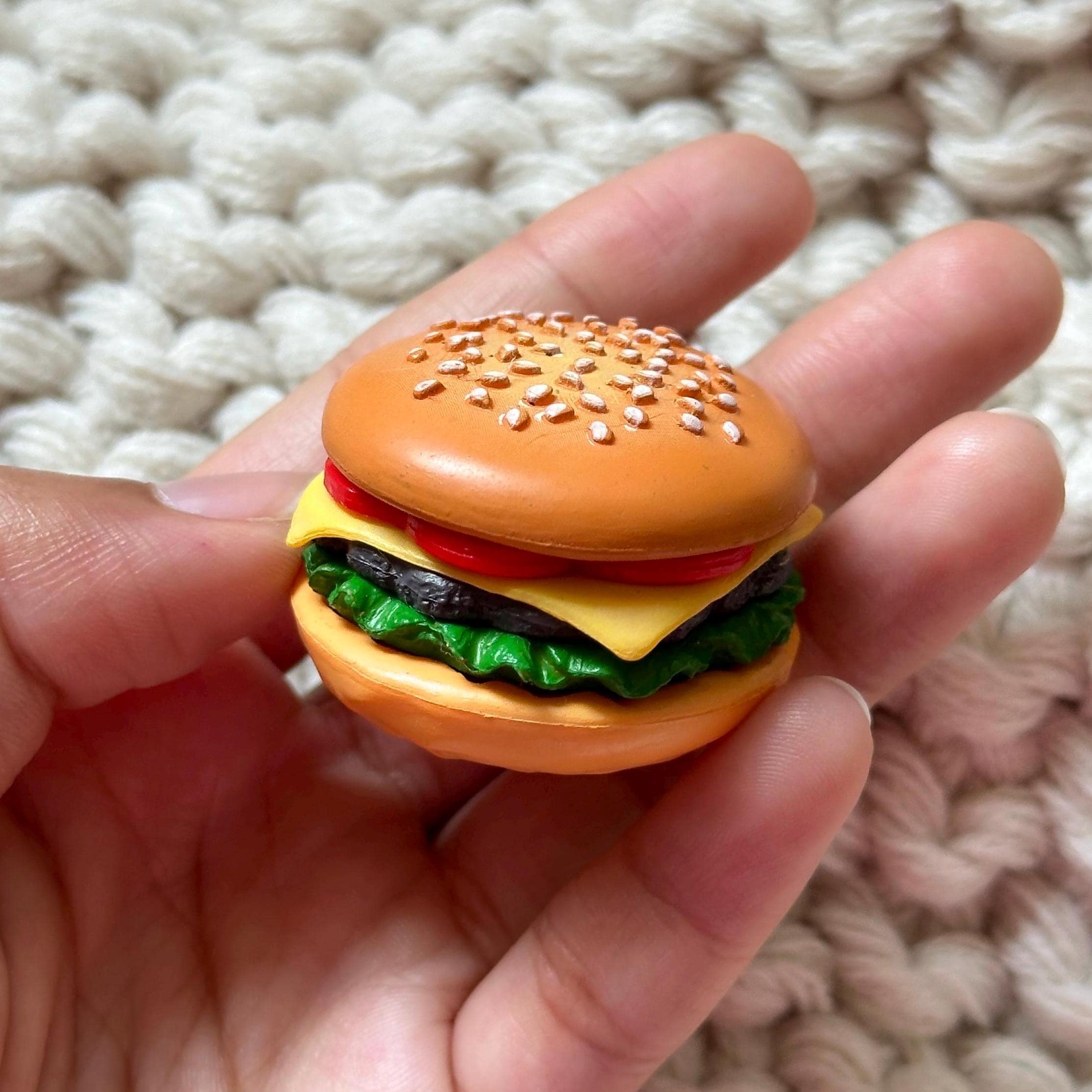 VanillaStarCafe Cheeseburger With Sesame Seed Bun Keychain