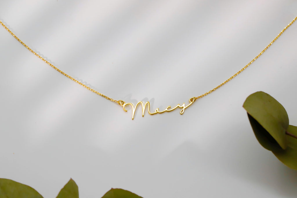 SilverGoldandRose 10K Solid Gold Name Necklace Personalized Dainty Jewelry
