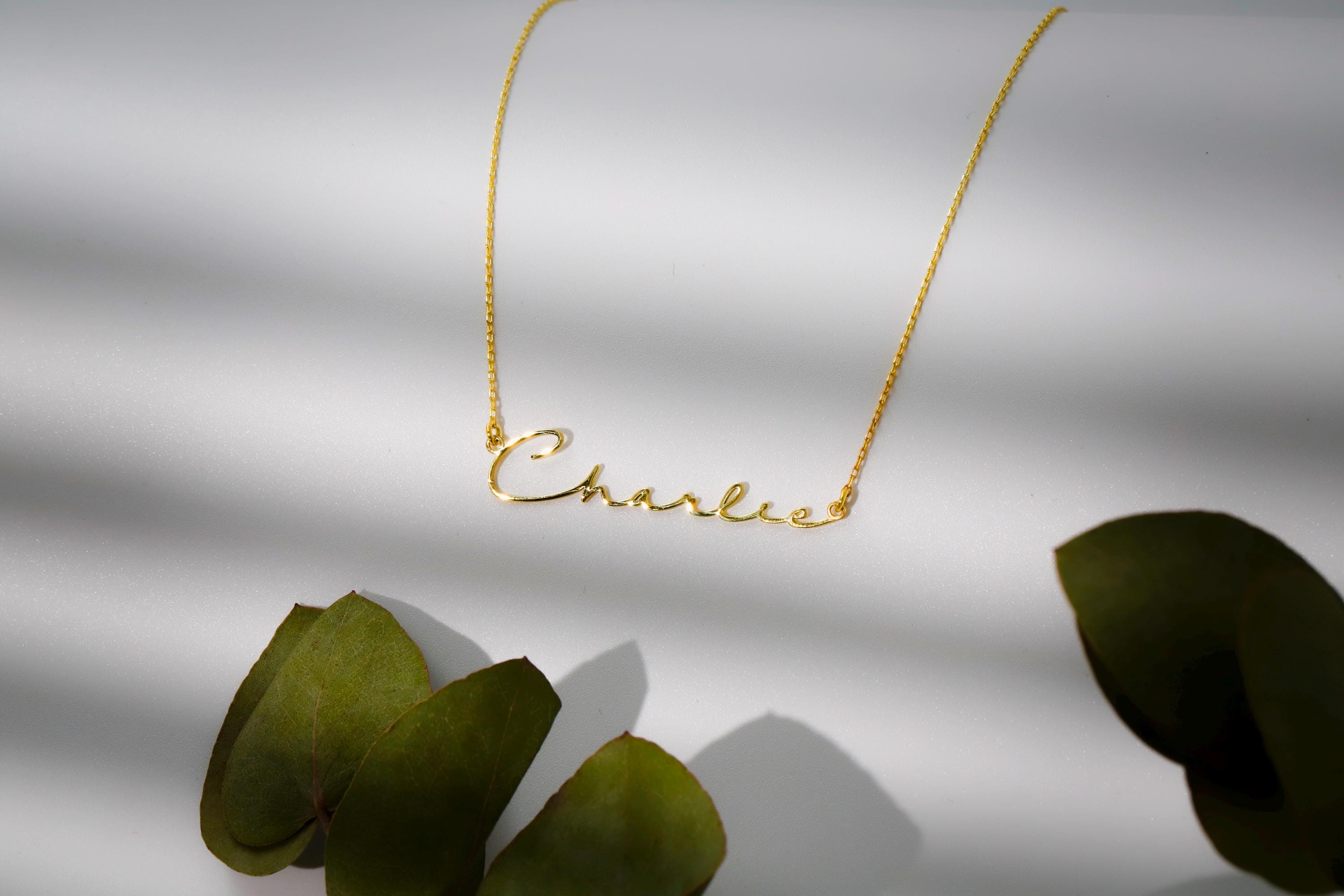 SilverGoldandRose 10K Solid Gold Name Necklace Personalized Dainty Jewelry
