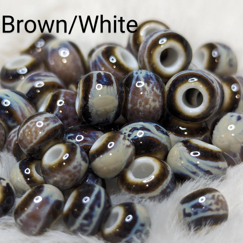 NoctemPottery Spiral Star Charm Ceramic Beaded Pendant Necklace Adjustable Cord