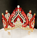 HappyJewelryWorld Red Crystal Queen Crown Gold-Plated Rhinestone