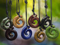 NoctemPottery Ceramic Spiral Swirl Pendant Choker Necklace Adjustable