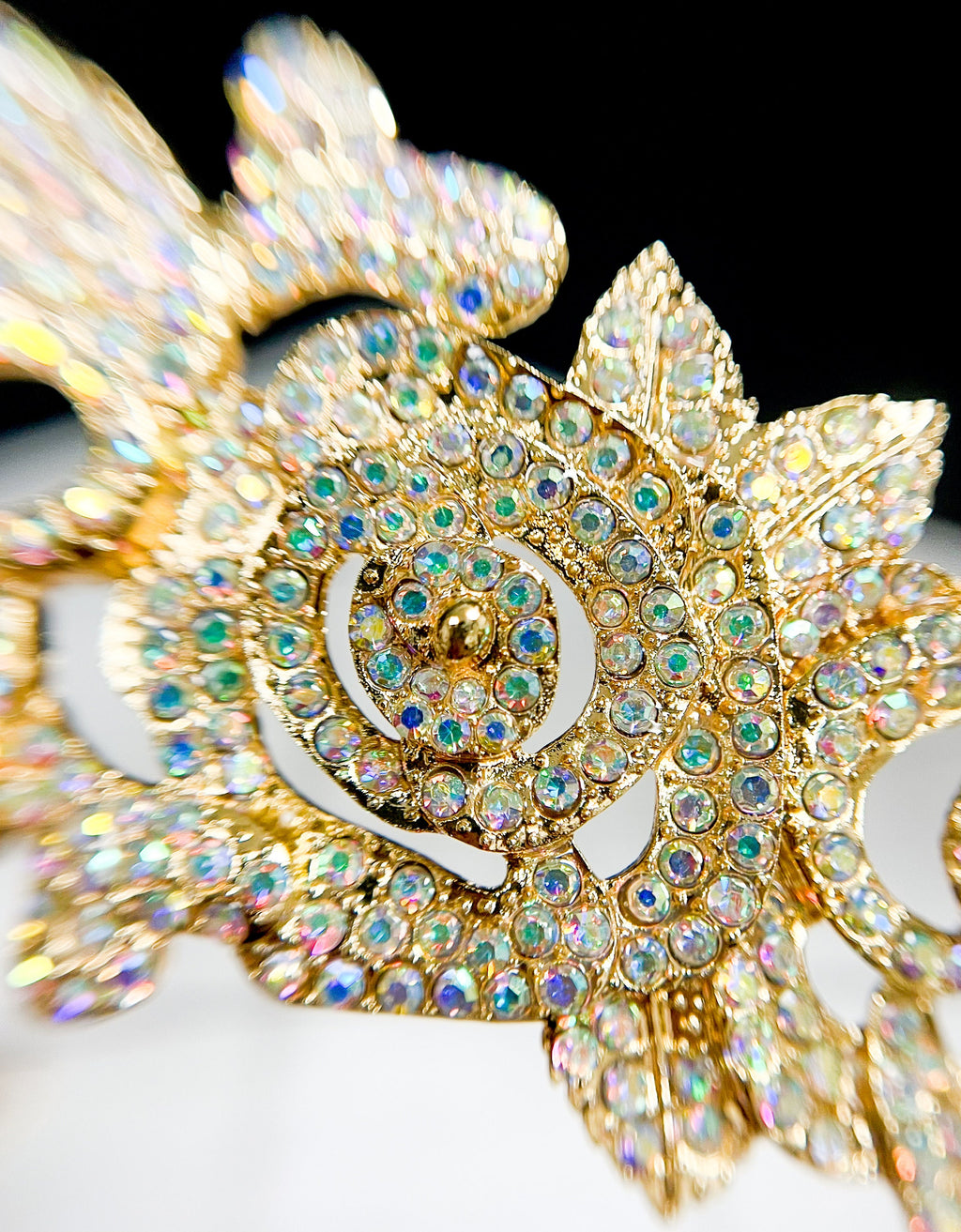 Crystal Skull Crown: Gold Flower Gothic Headpiece
