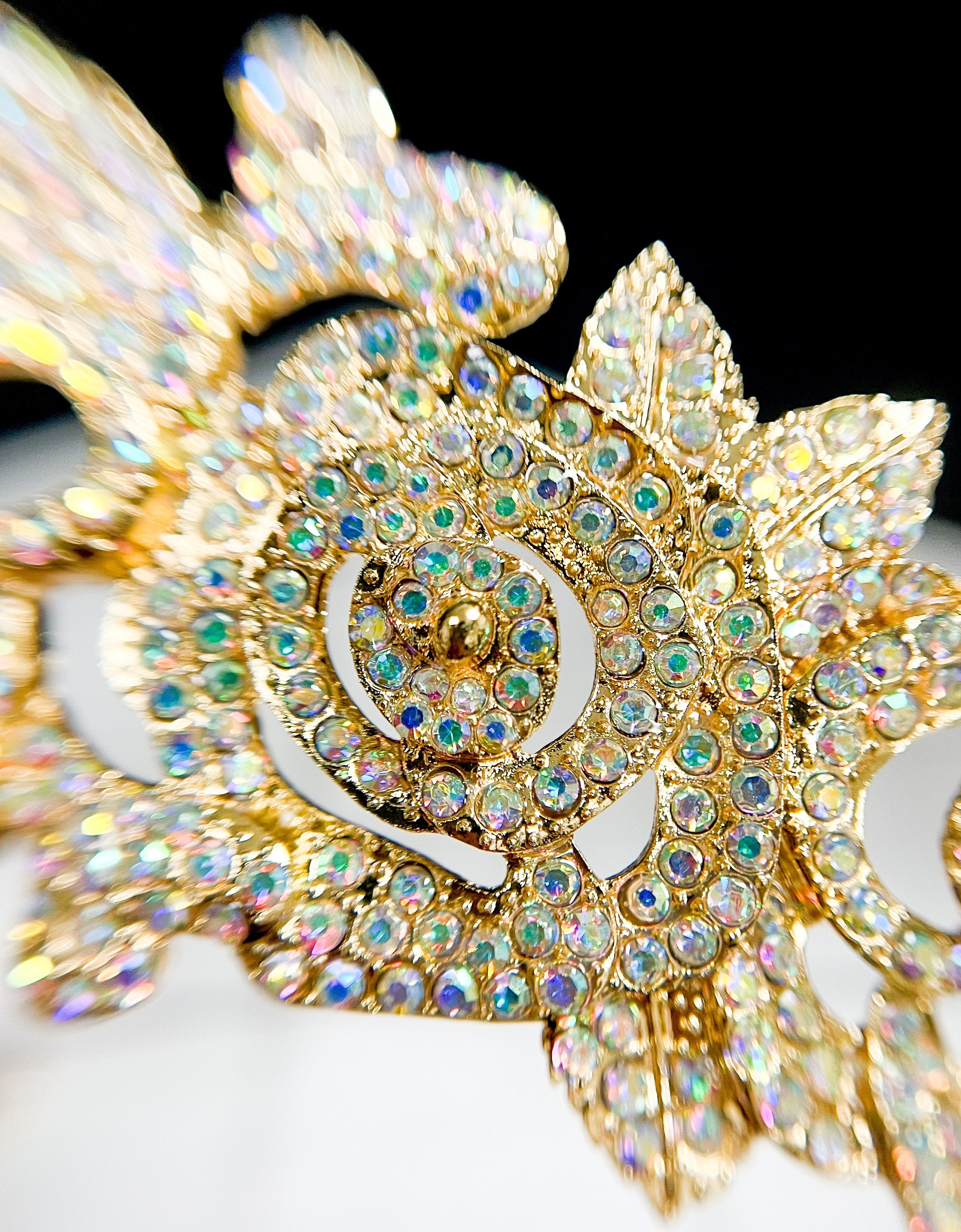Crystal Skull Crown: Gold Flower Gothic Headpiece
