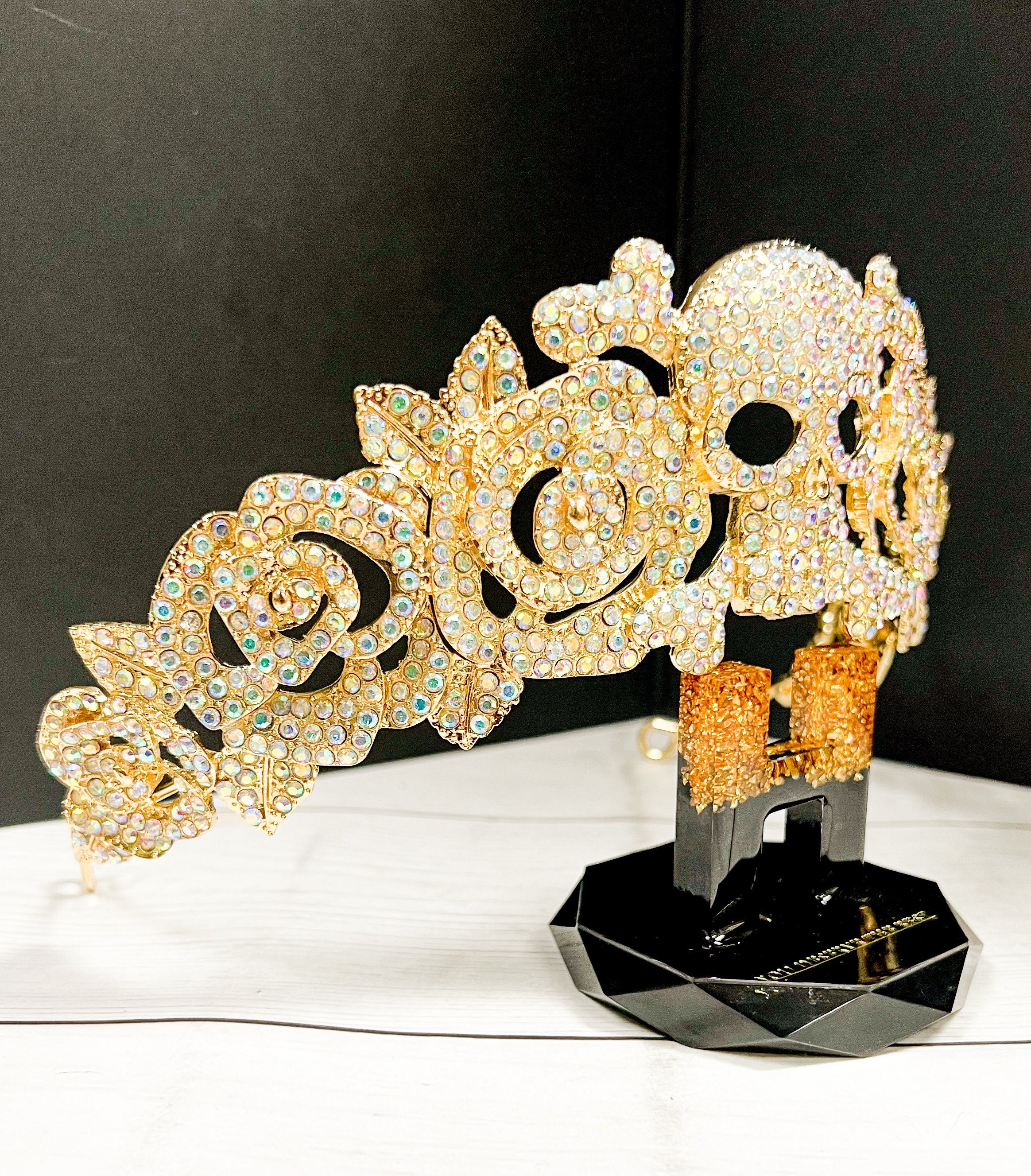 Crystal Skull Crown: Gold Flower Gothic Headpiece