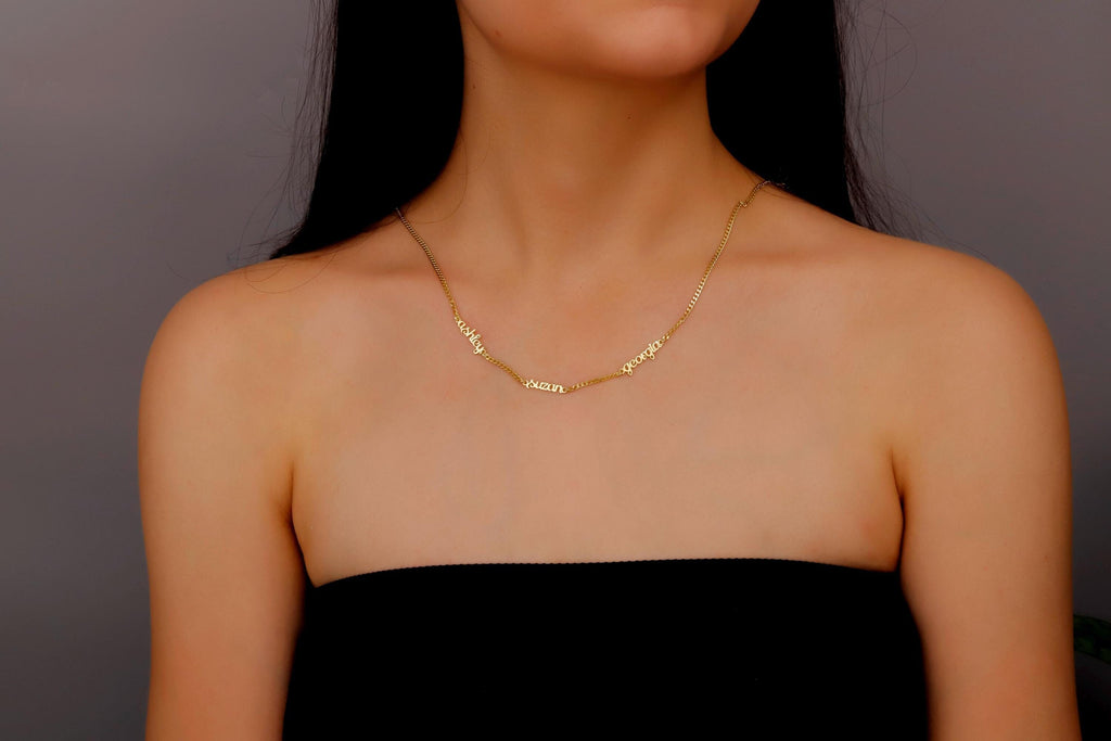 SilverGoldandRose Personalized Sterling Silver Multiple Name Necklace