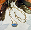 MossberryandStone Labradorite Half Moon Pendant Necklace 16in Gold