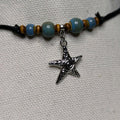 NoctemPottery Ceramic Beaded Starfish Swirl Stainless Steel Pendant Necklace