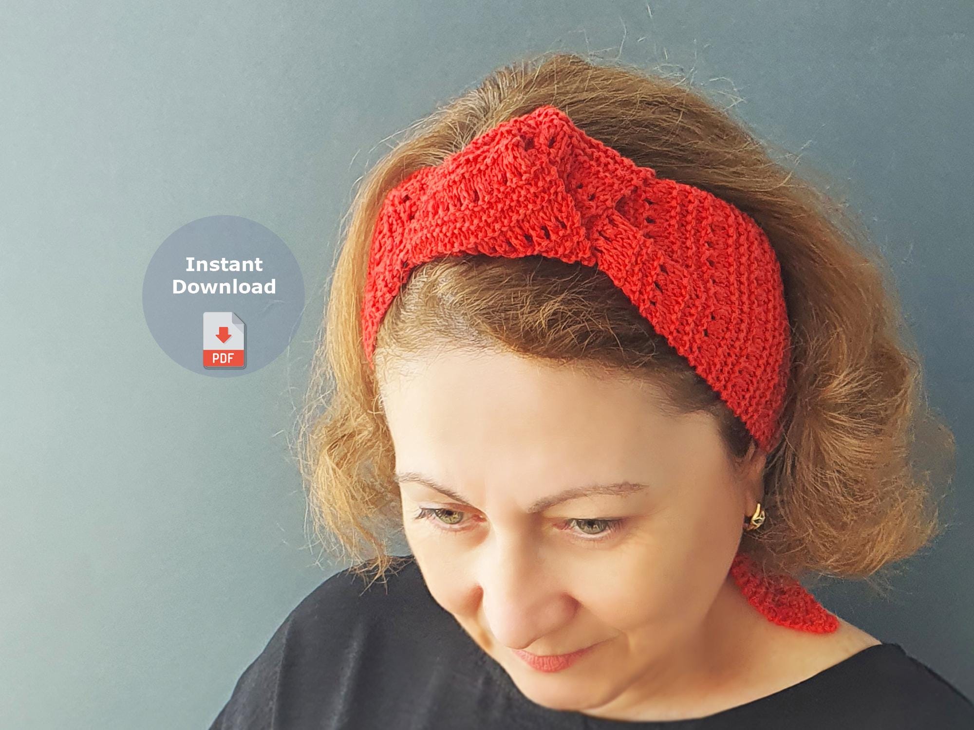 LusiKnits Knit Headband Scarf Pattern Summer Lace Cotton