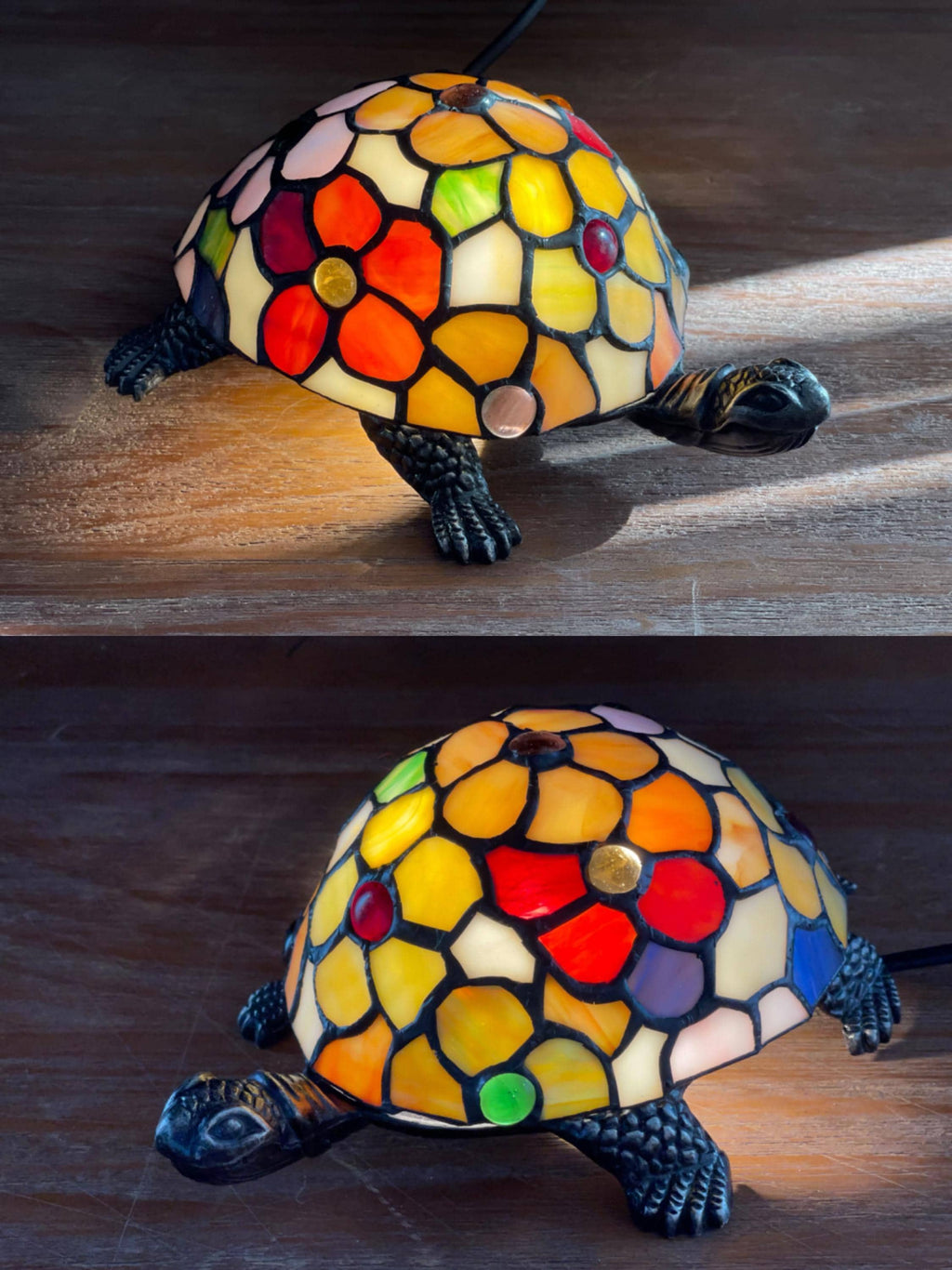 Turtle Tiffany Table Lamp Antique Stained Glass Decorative Night Light
