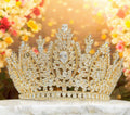 HappyJewelryWorld Cubic Zirconia Gold-Plated Bridal Crown, 6.5in