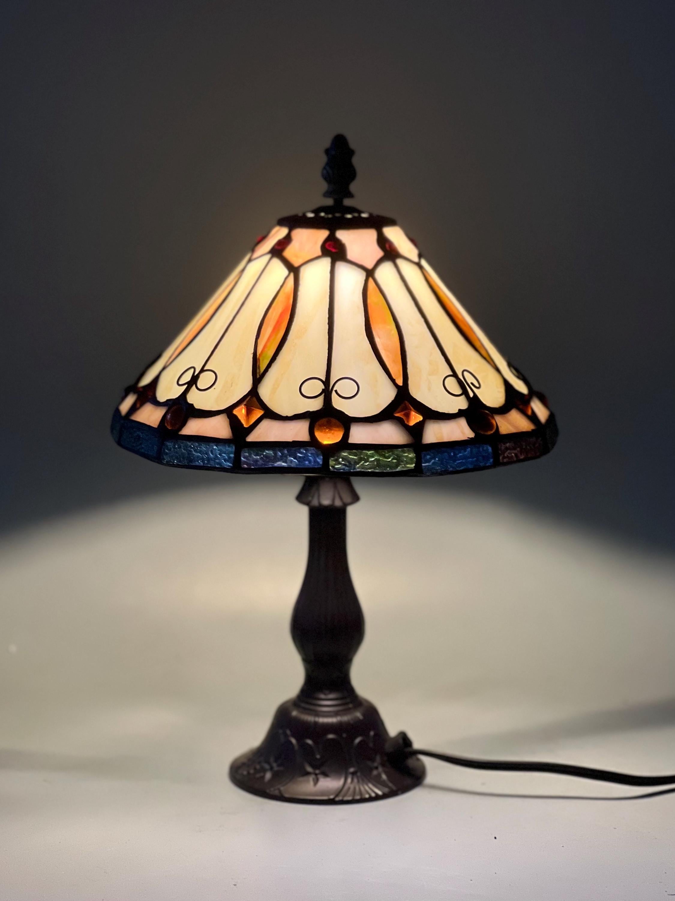 U2Antique Floral Tiffany Stained Glass Table Lamp