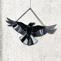 SunStainedGlassUA Stained Glass Raven Suncatcher Window Hanging 9.2in