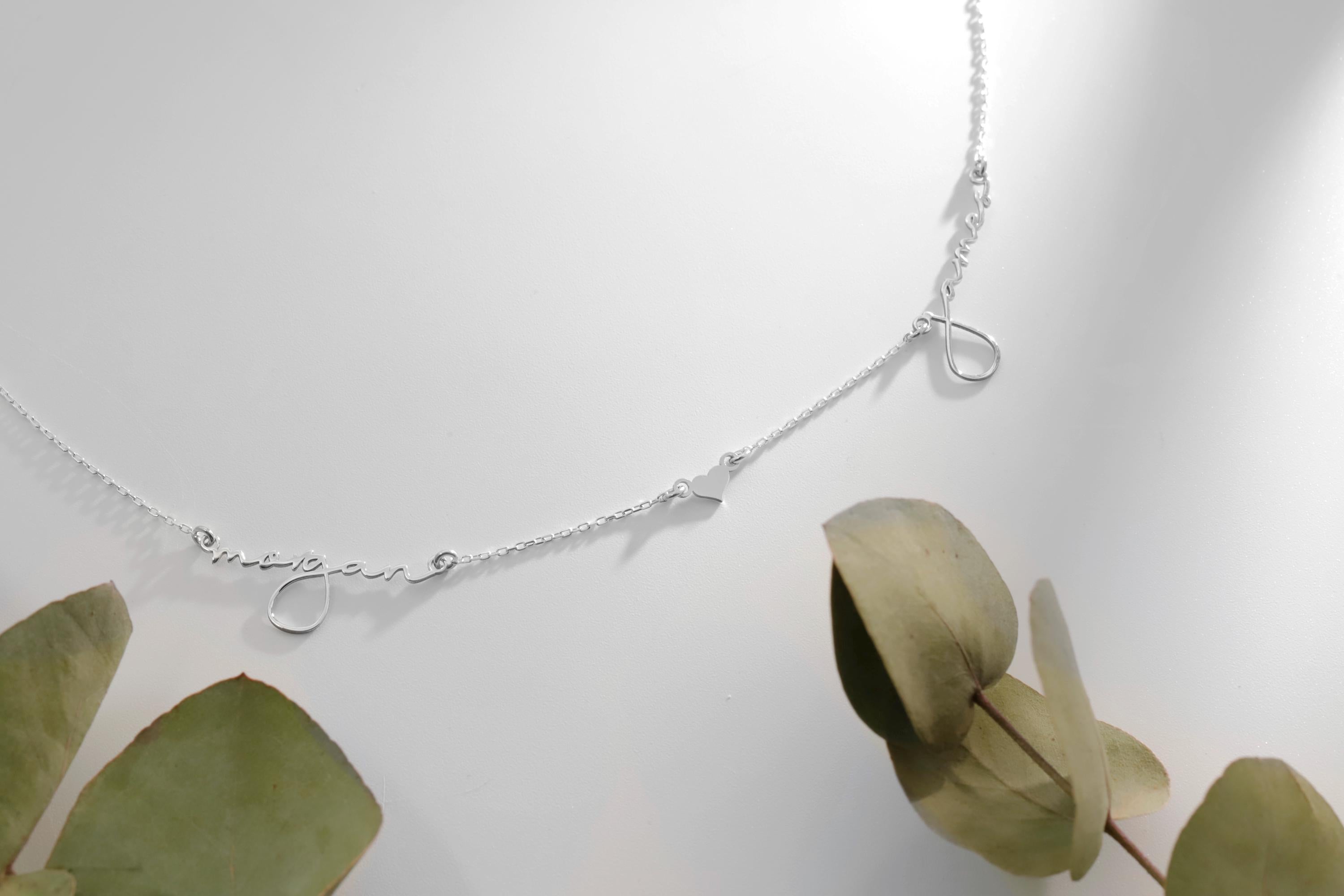 SilverGoldandRose Personalized Two-Name Sterling Silver Couple Necklace