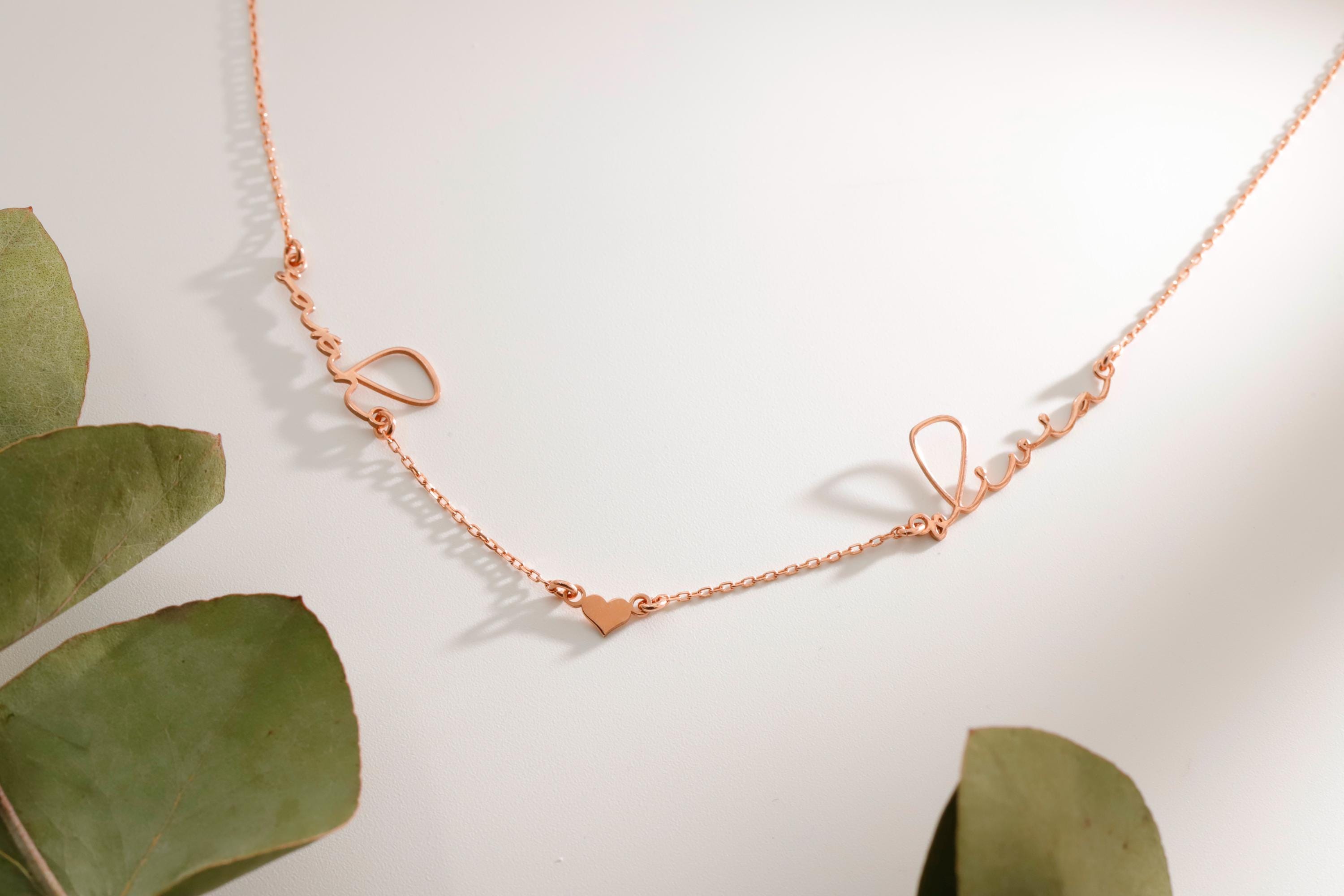 SilverGoldandRose Personalized Two-Name Sterling Silver Couple Necklace