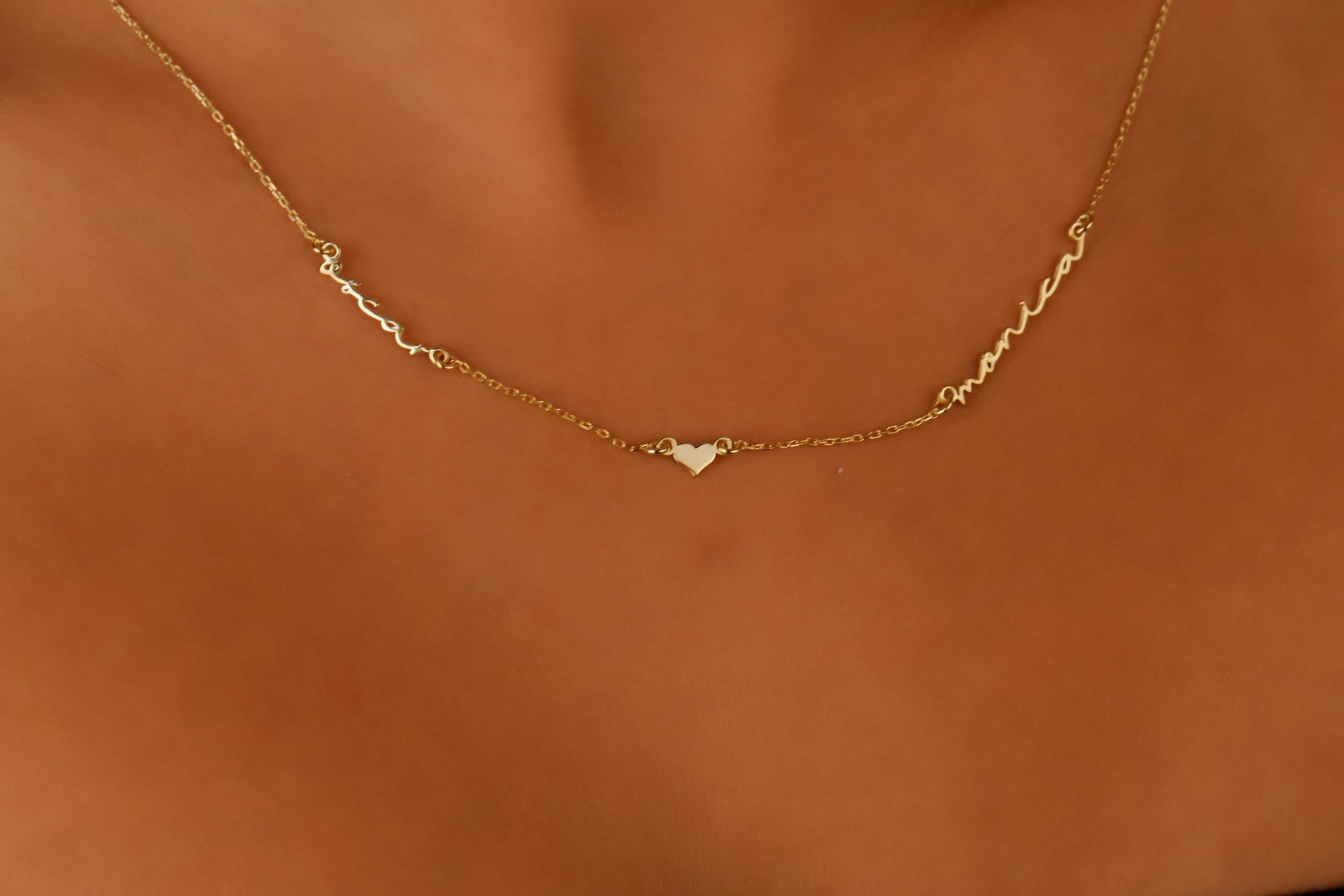SilverGoldandRose Personalized Two-Name Sterling Silver Couple Necklace