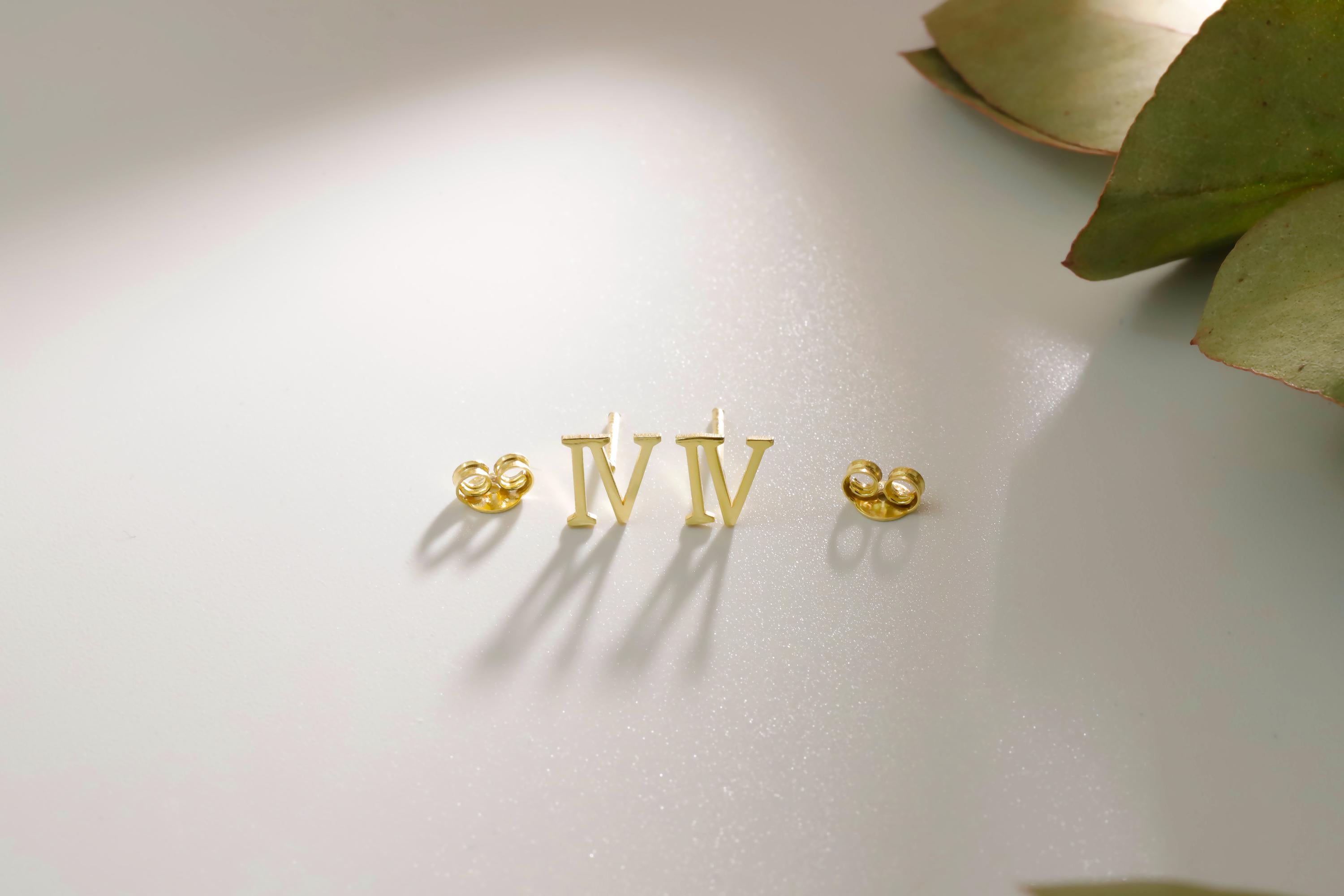 Sterling Silver Roman Numeral Earrings: Personalized Number Studs