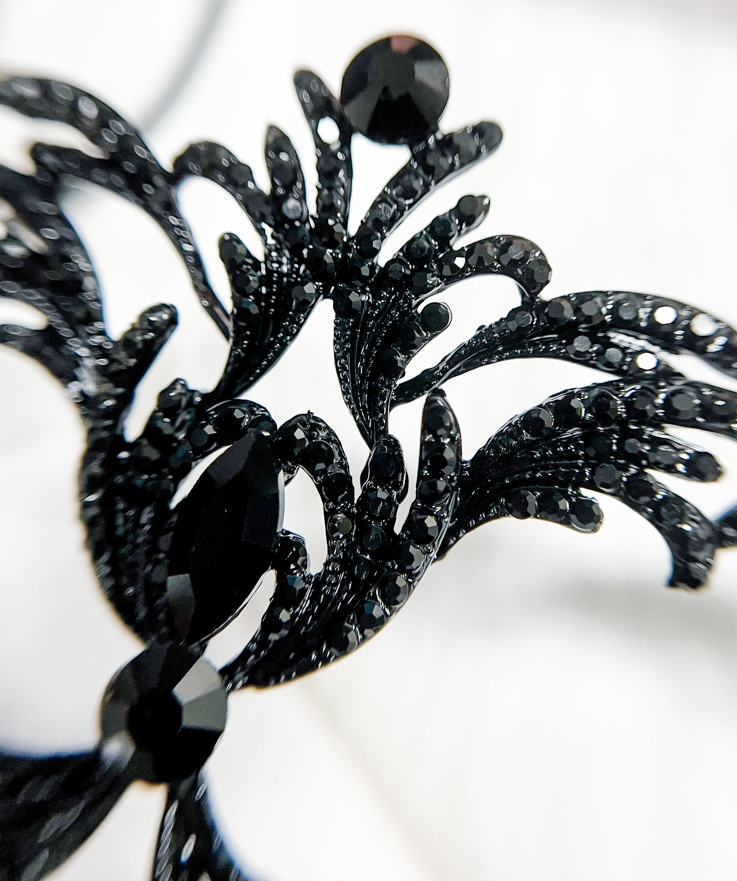 HappyJewelryWorld Black Crystal Masquerade Mask Gothic Rhinestone Eye Mask