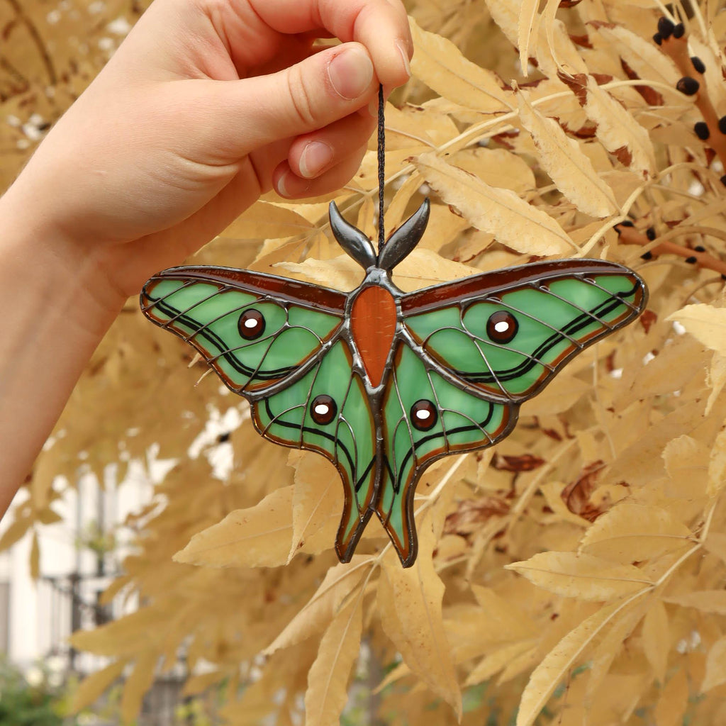 SunStainedGlassUA Spanish Moon Moth Handmade Stained Glass Suncatcher