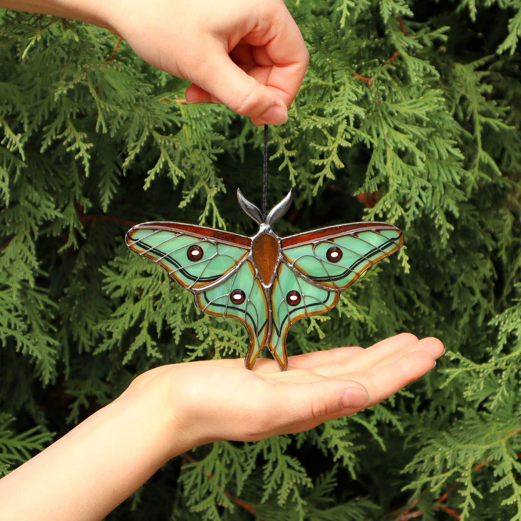 SunStainedGlassUA Spanish Moon Moth Handmade Stained Glass Suncatcher