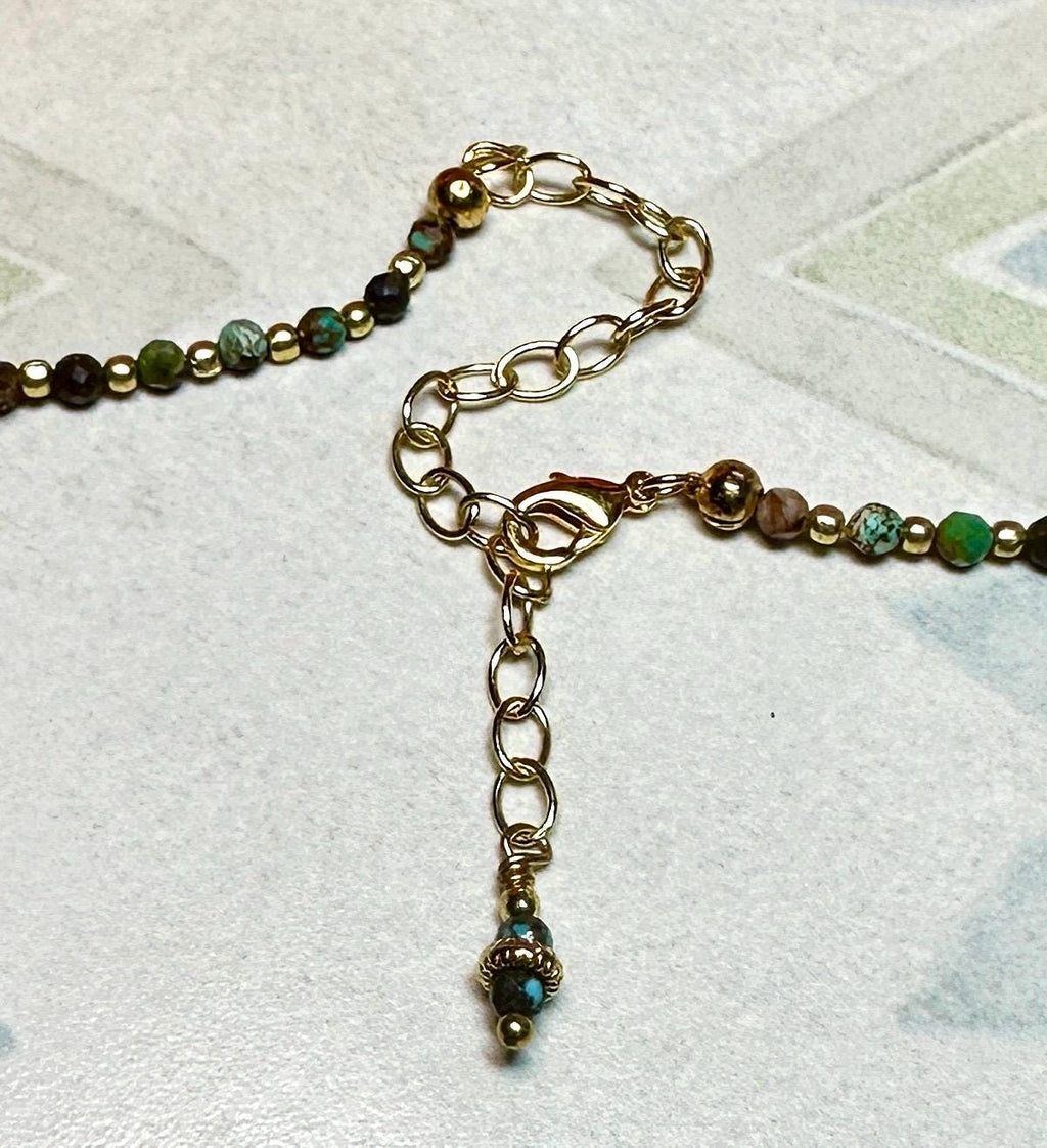 MossberryandStone Beaded African Turquoise Pendant Necklace with Choice of Charms