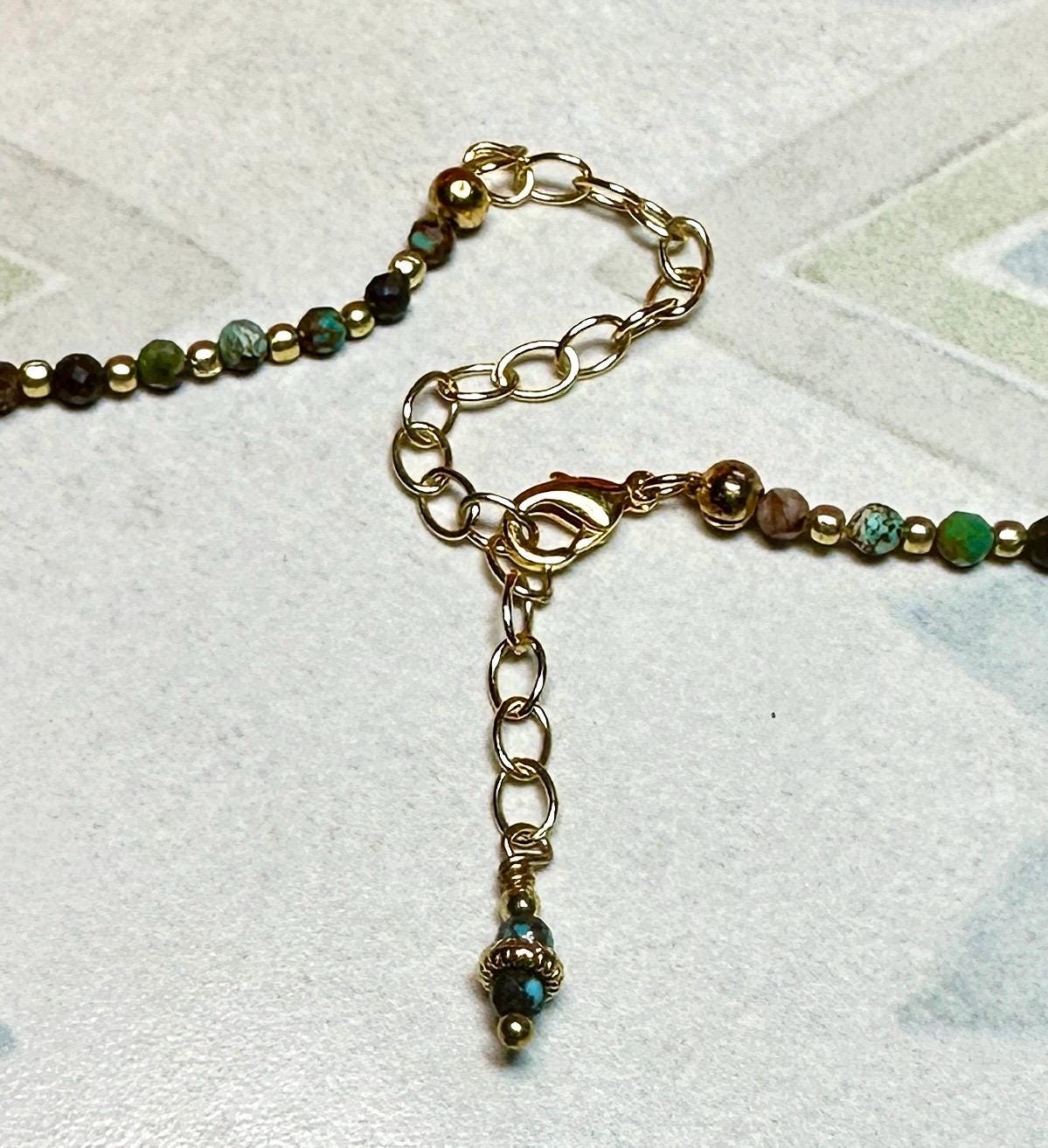 MossberryandStone Beaded African Turquoise Pendant Necklace with Choice of Charms