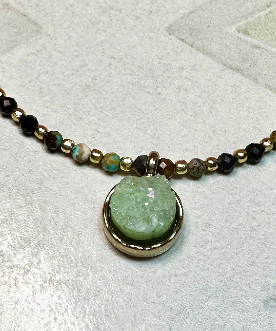 MossberryandStone Beaded African Turquoise Pendant Necklace with Choice of Charms