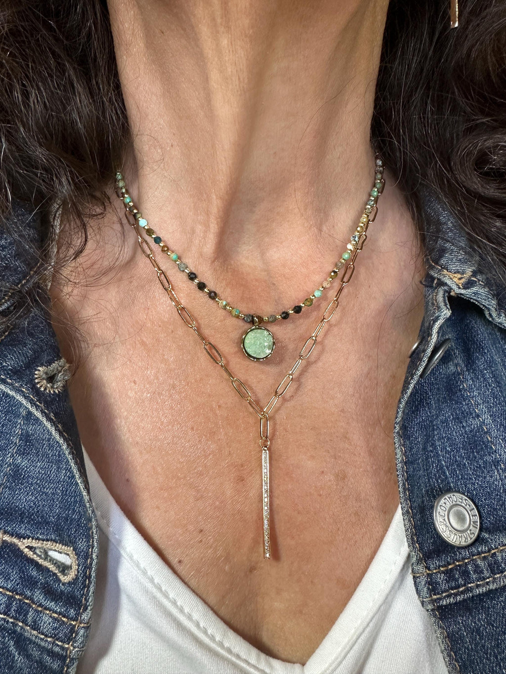 MossberryandStone Beaded African Turquoise Pendant Necklace with Choice of Charms