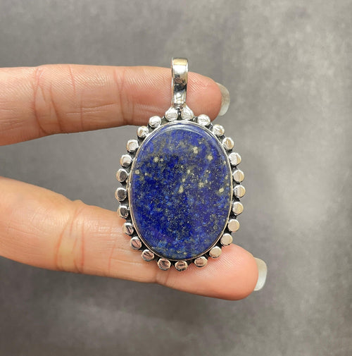 EkkJewels Handmade Lapis Lazuli Pendant 925 Sterling Silver Gemstone Necklace