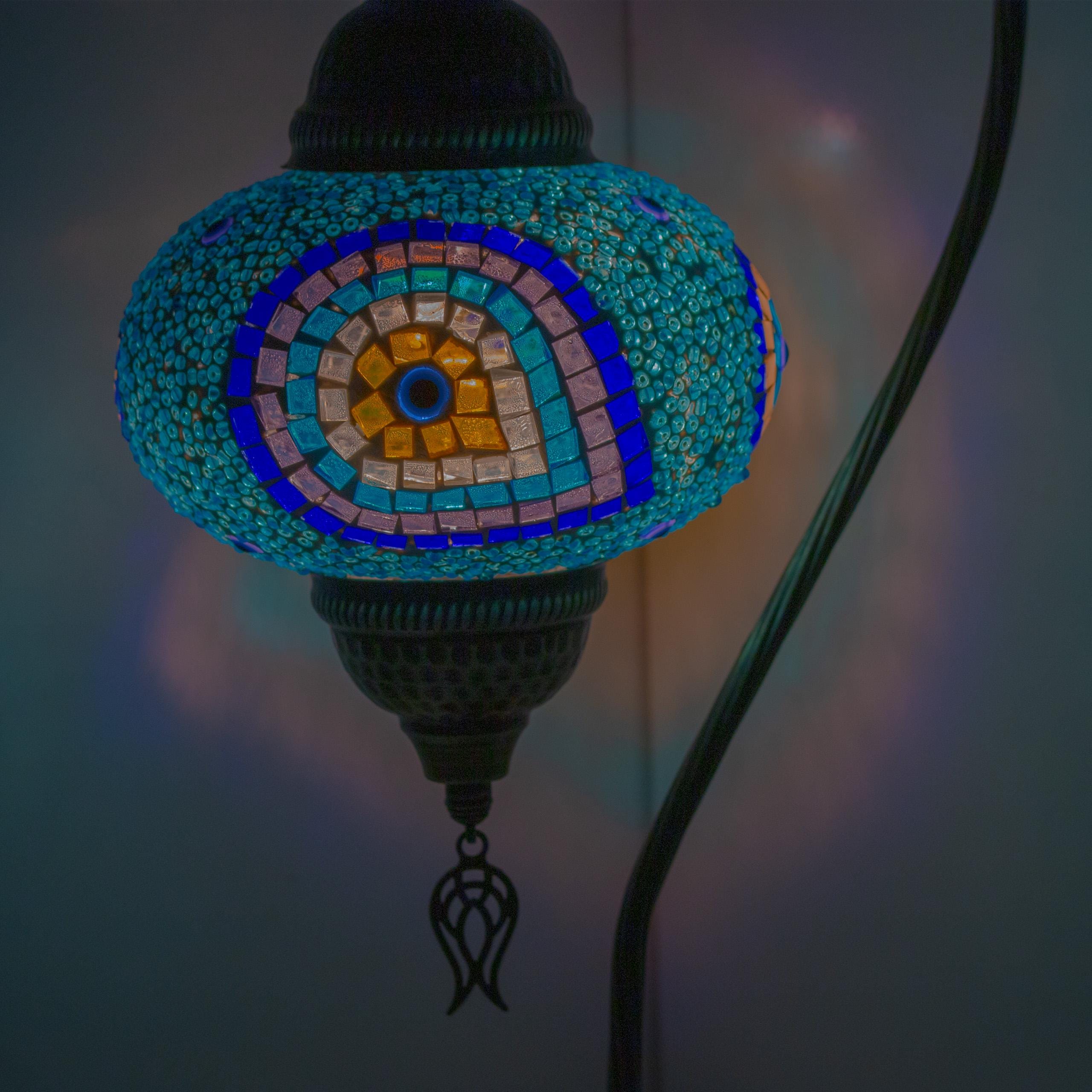 Handmade Turkish Mosaic Evil Eye Lamp: New Home Gift