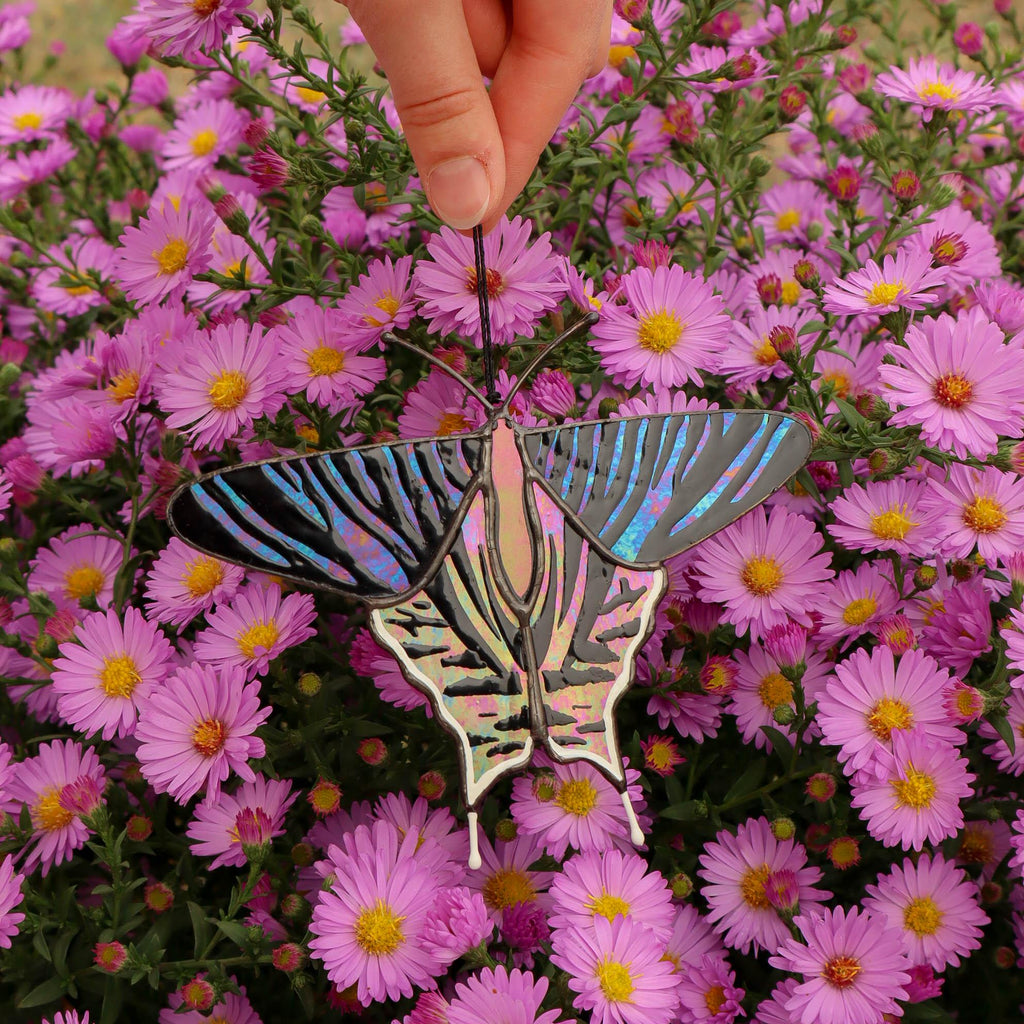 SunStainedGlassUA Urania Leilus Butterfly Suncatcher Stained Glass Window Hanging 5.3in