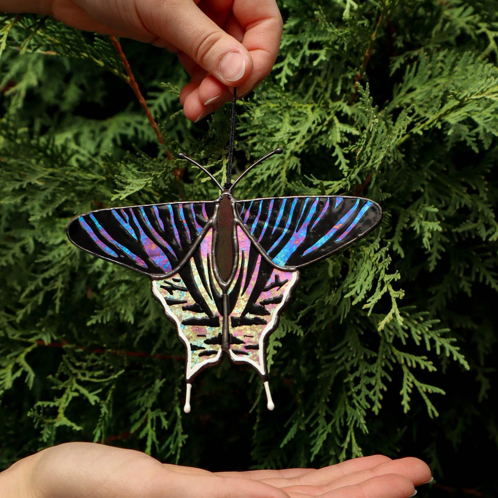 SunStainedGlassUA Urania Leilus Butterfly Suncatcher Stained Glass Window Hanging 5.3in