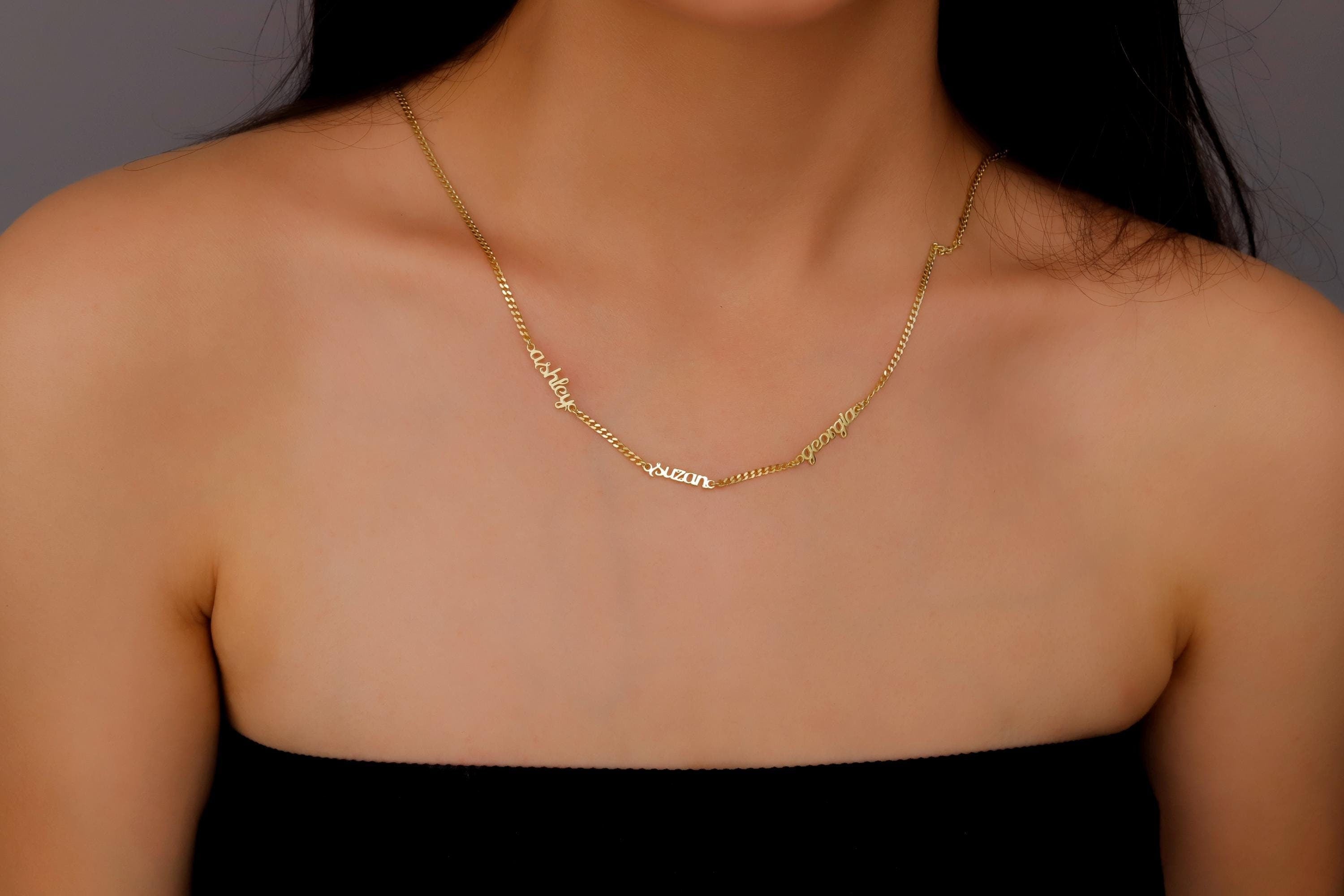 SilverGoldandRose Personalized Sterling Silver Multiple Name Necklace