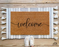 HamlinRowShop Welcome Cursive Script Coir Doormat