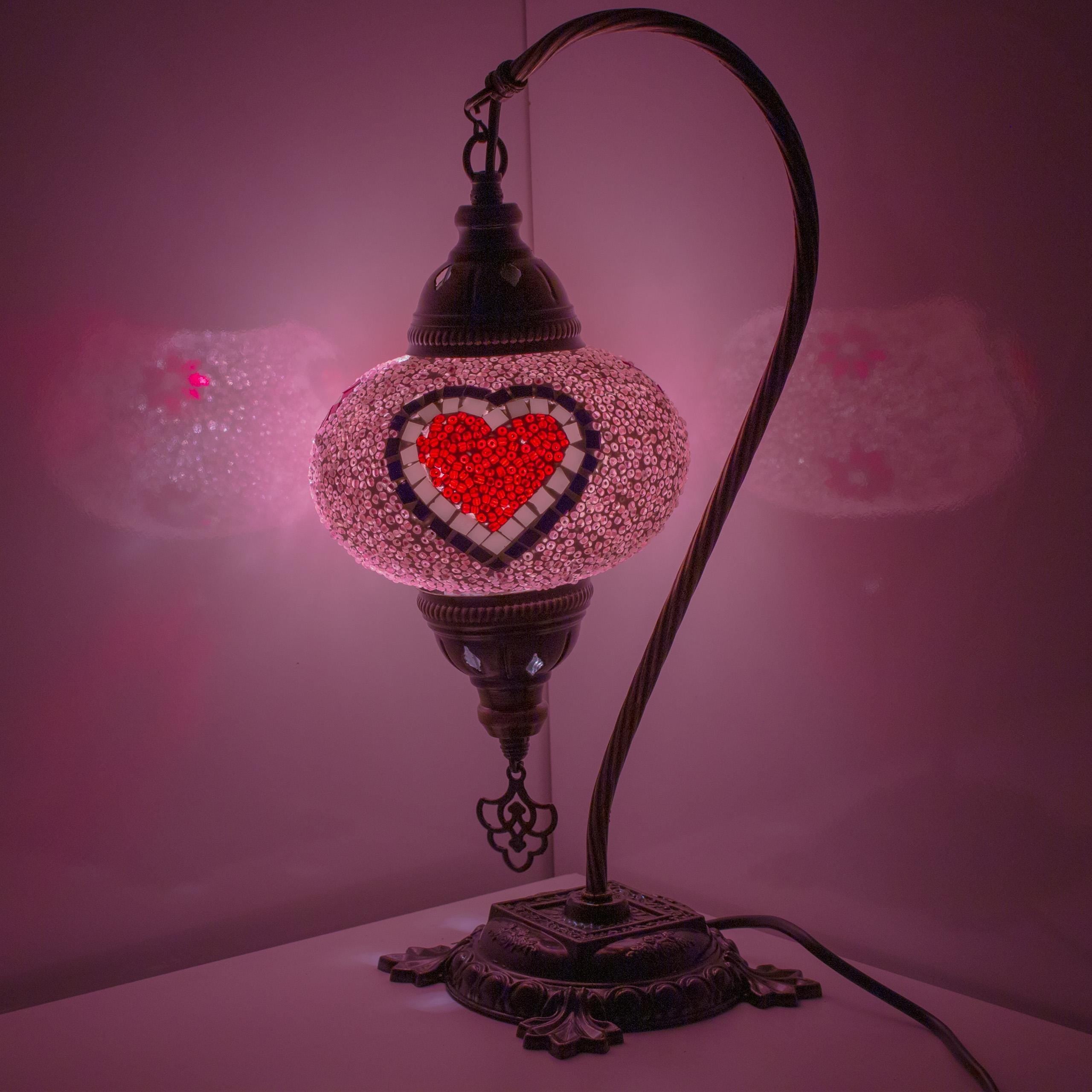 MoslandHome Handmade Turkish Mosaic Love Lamp Table Lamp Heart