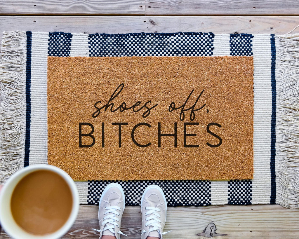 Shoes Off Bitches Coir Doormat Funny No Shoes Welcome Mat