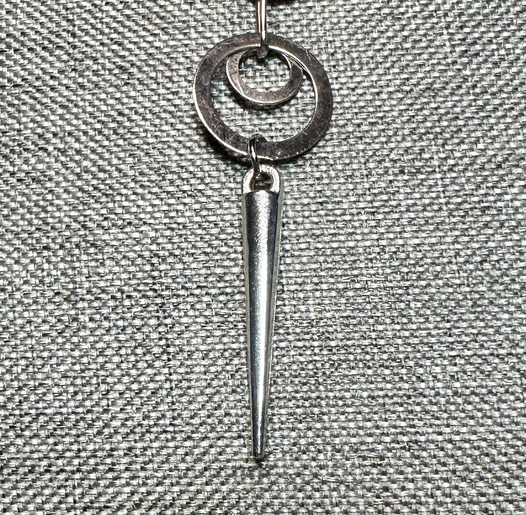 MossberryandStone Circles and Spike Silver Pendant Necklace 21in Adjustable