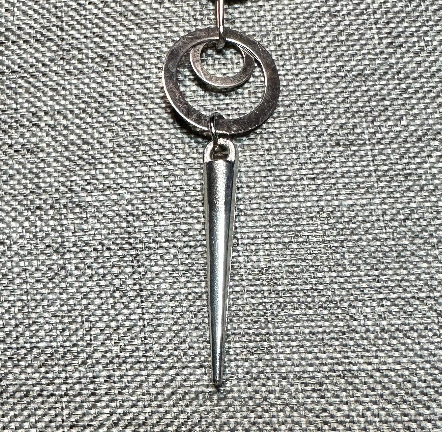 MossberryandStone Circles and Spike Silver Pendant Necklace 21in Adjustable