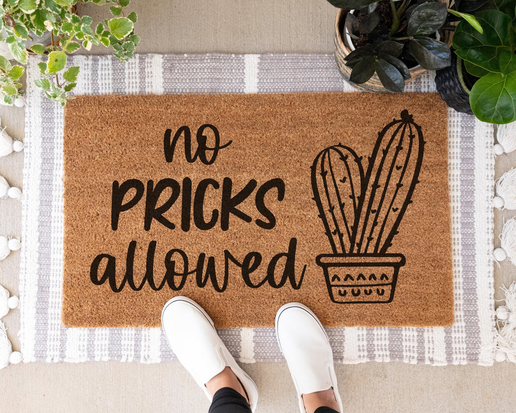 HamlinRowShop No Pricks Allowed Cactus Coir Doormat