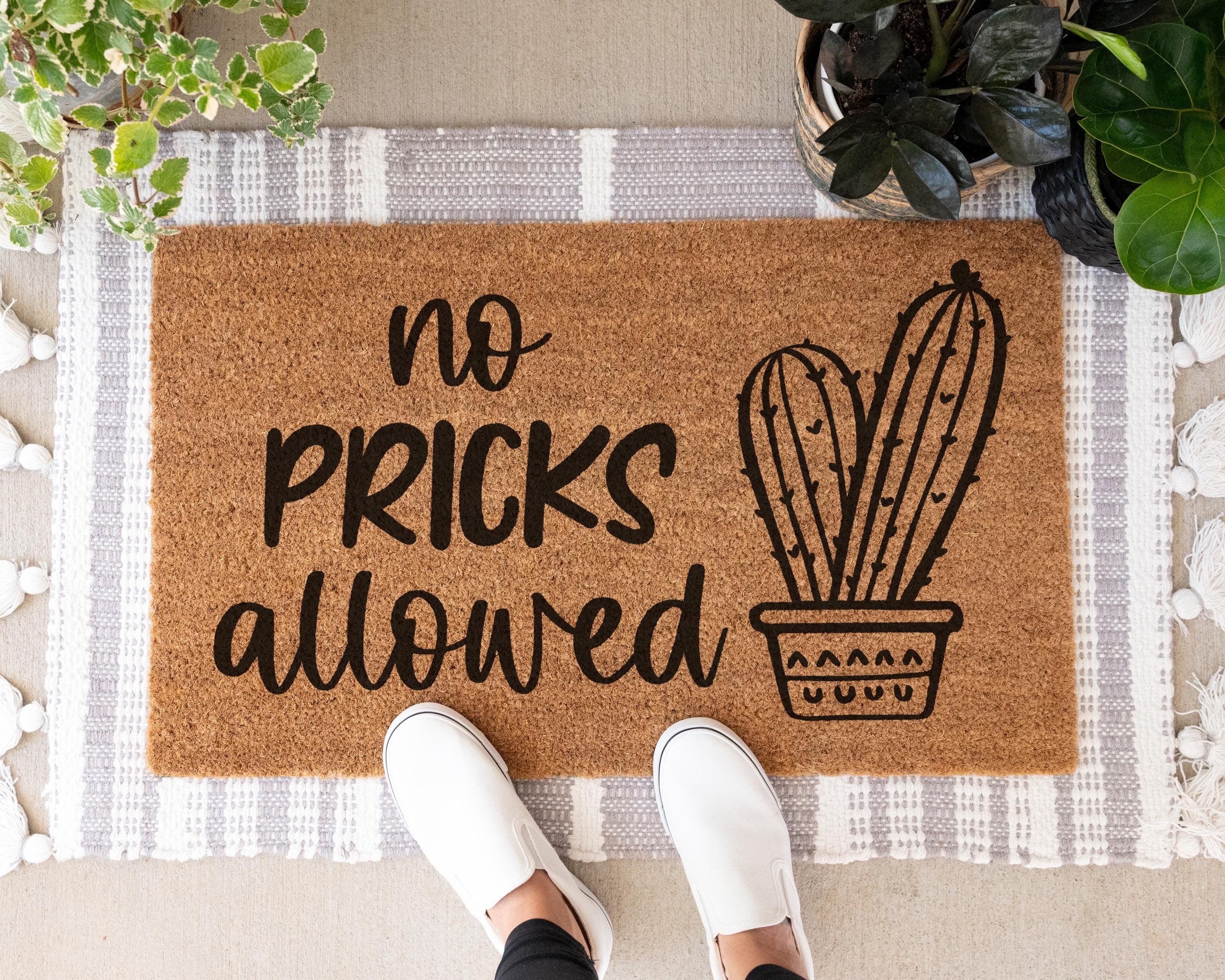 HamlinRowShop No Pricks Allowed Cactus Coir Doormat