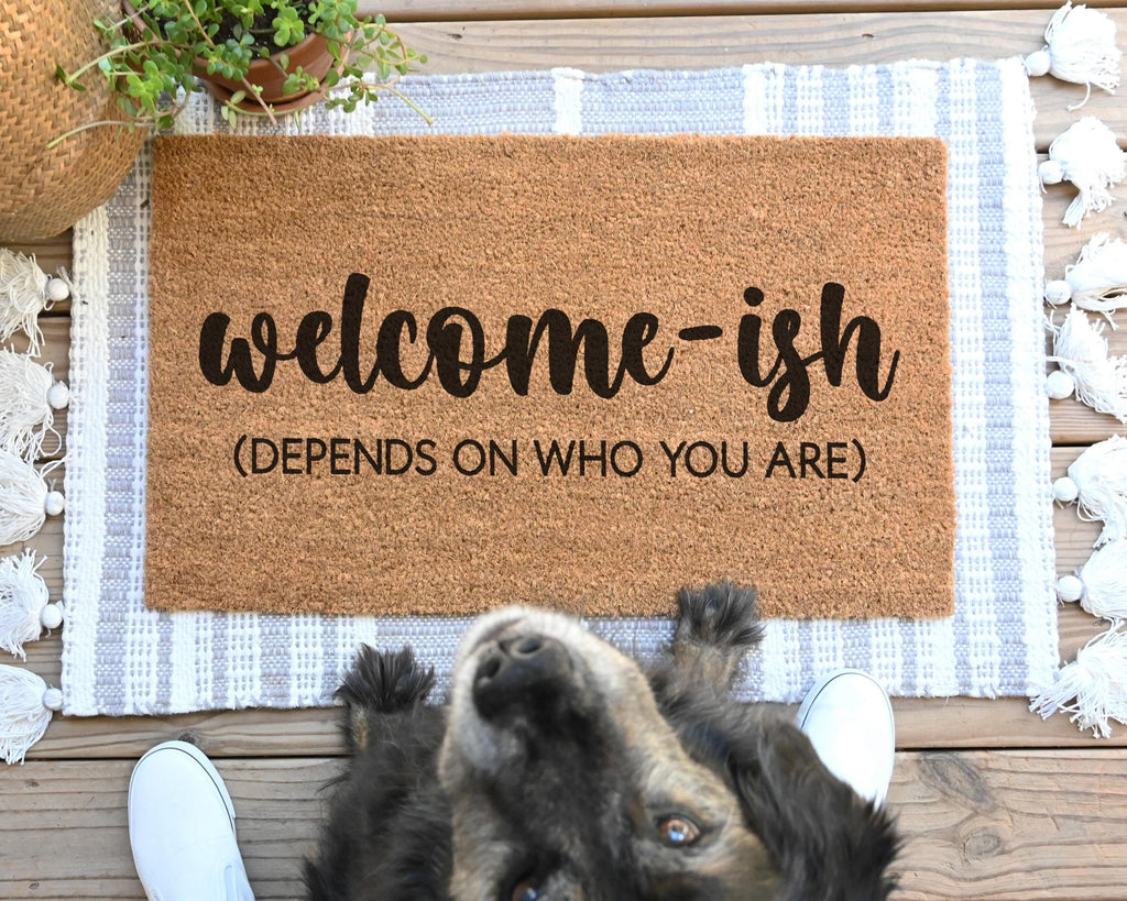 HamlinRowShop Welcome-ish Funny Coir Doormat Slip-Resistant Entry Mat