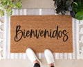 Bienvenidos Doormat Spanish Welcome Mat Natural Coir Cursive Design