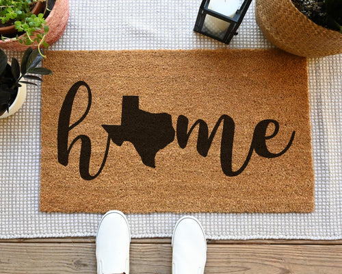 Custom Home State Coir Doormat with Personalized State Outline