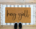 HamlinRowShop Hey Y'all Coir Door Mat Funny Welcome