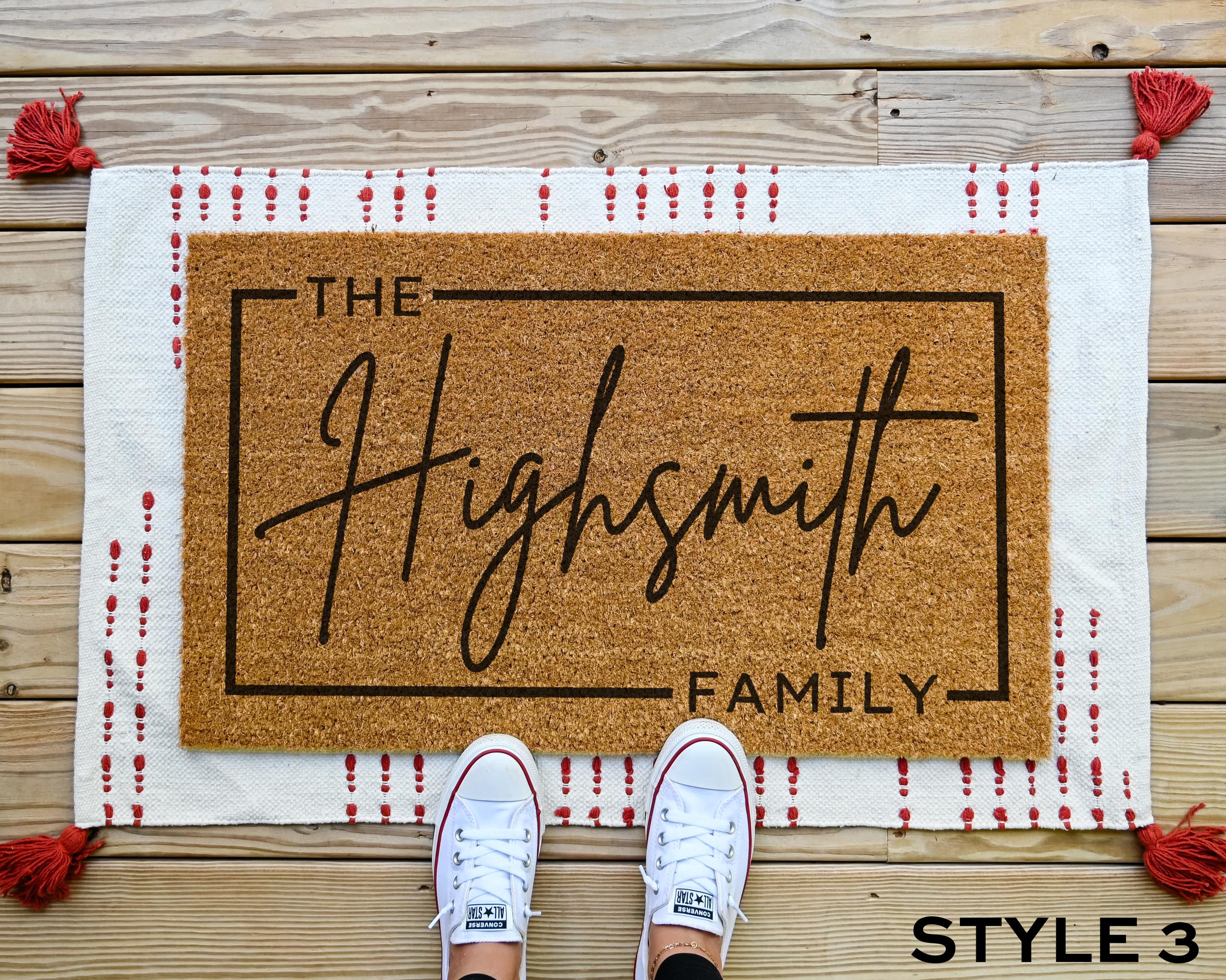 HamlinRow Personalized Coir Doormat Outdoor Last Name Front Door