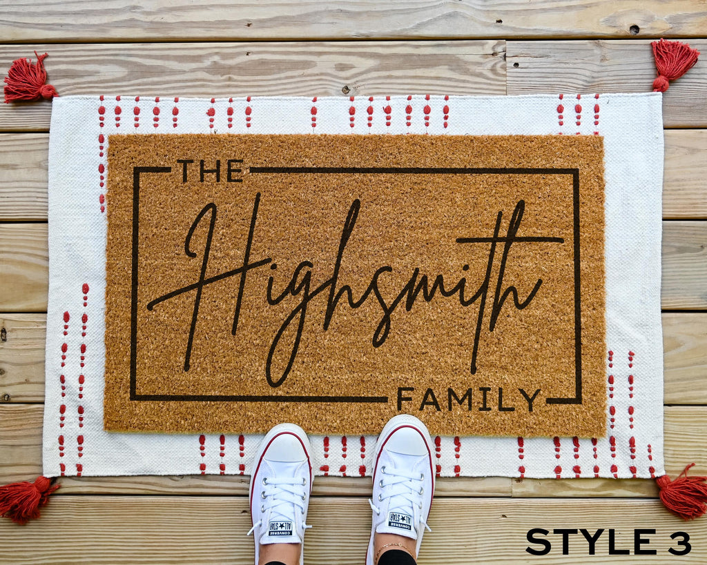 HamlinRowShop Custom Last Name Coir Doormat Standard 18x30in